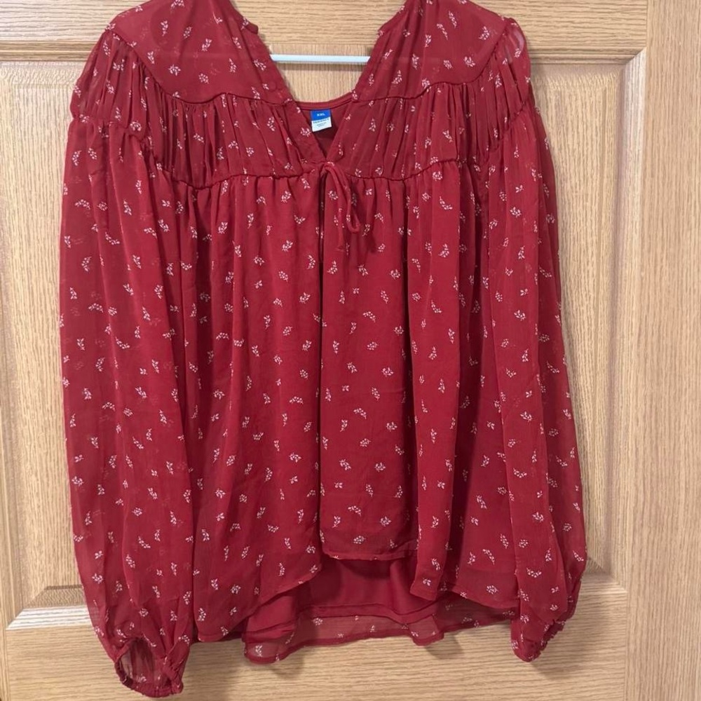 Old Navy Burgundy Floral Blouse